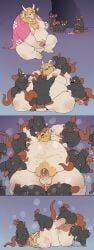 2025 absurd_res anthro asgore_dreemurr balls belly big_belly blush bovid bovine comic double_penetration erection genitals group group_sex hi_res kemono male male/male mammal masturbation moobs murid murine nipples oral overweight overweight_male penetration penis quanjiang rat rodent sex size_difference undertale_(series)