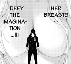 1girls asian asian_female bakemonogatari big_breasts breasts cleavage curvaceous curves curvy curvy_body curvy_female curvy_figure enormous_breasts female female_focus grayscale greyscale hanekawa_tsubasa monochrome monogatari_(series) oh!_great ooguro_ito tagme