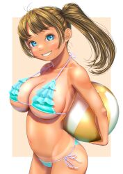 aged_up artist_request beach_ball big_breasts bikini brown_hair huge_breasts petite