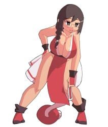 bakemonogatari cleavage cosplay glasses hanekawa_tsubasa huge_breasts mai_shiranui mai_shiranui_(cosplay) monogatari_(series) tagme