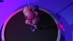 3d big_areola big_ass blue_hair futanari horsecock huge_breasts huge_cock long_nails purple_eyes stripper_pole termos3d