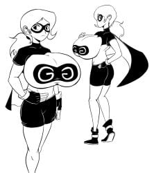 1girls audrey_page breasts female golden_girl huge_breasts large_breasts lucy_fuchs superhero_costume superheroine tagme the_developing_adventures_of_golden_girl