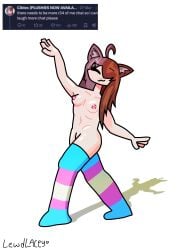 1girls :3 breasts casual_nudity cat_ears ciblesgd closed_eyes female full_body lewdlacey nipples nude_female penis posing socks tagme trans_woman white_background youtuber