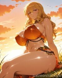 1girls ai_generated blonde_hair breasts gina_(solo_leveling) large_breasts solo solo_leveling voluptuous voluptuous_female yellow_eyes