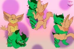 3_toes 4_fingers anal anal_sex anthro beard blush brown_markings butt_slap clothing duo eyewear facial_hair feet fennephilim_fox fingers fur glasses green_body green_eyes green_fur green_hair hair hand_holding heart_symbol hi_res holding_back kissing league_of_legends male markings moustache neck_tuft orange_body orange_fur panties penetration riot_games sex slap speedo standing standing_sex swimwear tencent toes tuft underwear yellow_body yellow_fur yordle