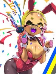 1girls anniversary bunnysuit female frye_(splatoon) frye_onaga inkling nintendo party_horn splatoon splatoon_(series) splatoon_3 t2ukmyjm