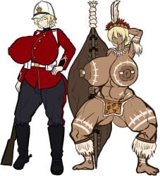 1girls african areolae artist_request before_and_after big_areola big_ass big_breasts big_nipples bimbo blonde_hair blue_eyes body_modification boots british cameltoe closed_eyes defeated defeated_female defeated_heroine defloration female gun hand_behind_head hat huge_breasts large_areolae large_breasts leopard light-skinned_female light_skin medium_hair military_hat military_uniform muscular nipple_bulge nipple_piercing nipples_visible_through_clothing open_mouth plump plump_labia ponytail rifle sex_slave shield simple_background slave slavegirl tan_body tattoo thick_thighs thunder_thighs tight_clothing toned toned_female tongue_out top_heavy transformation tribal tribal_markings tribal_tattoo venus_body voluptuous voluptuous_female weapon white_background wide_hips