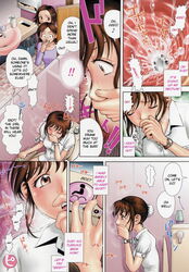 bidet blush comic embarrassed enema english_text hard_translated highres masturbation okano_hajime text toilet translated washlet