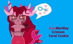 caramelpearl_(artist) cookie_run cookie_run_kingdom crimson_coral_cookie crimson_hair gem_mermaid horny_female long_hair long_red_hair mermaid mermaid_girl mermaid_tail mermay mermay2025 nude nude_version red_eyes red_hair tagme