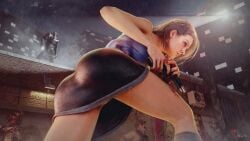 1girls 2025 3d big_ass biohazard clothed clothed_female female female_focus image_set jill_valentine jill_valentine_(sasha_zotova) low-angle_view outdoors realistic red404 resident_evil_3 resident_evil_3_remake short_skirt sleeveless_shirt solo_focus tagme