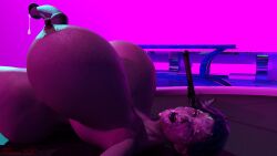 3d big_areola big_ass blue_hair cum facial futanari horsecock huge_breasts huge_cock long_nails purple_eyes stripper_pole termos3d