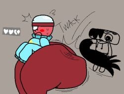 1boy 1girls big_ass cooluthink cosmo_(dandy's_world) dandy's_world gigi_(dandy's_world) slapping_butt tagme text twisted_cosmo_(dandy's_world)