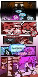 absurd_res anthro bassariscus bed bed_bondage bondage bondage bound breasts canid canine canis collar comic cuff_(restraint) daisy_(tatsuchan18) dialogue english_text erection female fenrir_(tatsuchan18) fox furniture genitals group hi_res hybrid inner_monologue kneeling kneeling_sex lagomorph leporid lying male male/female mammal maned_wolf metal_collar mink_(tatsuchan18) multiple_scenes on_back pawpads penetration procyonid rabbit restraints ring-tailed_cat sex spade_(tatsuchan18) spread_eagle submissive submissive_male tatsuchan18 text thinking trio vaginal_penetration vaginal_penetration wolf