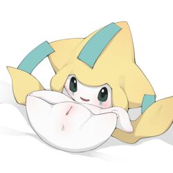 anus female jirachi legendary_pokemon looking_at_viewer lying nintendo on_back pokémon_(species) pokemon pokemon_(species) presenting pussy solo video_games youjomodoki