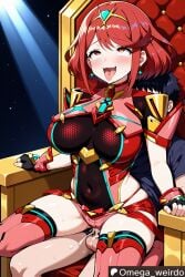 1girl1boy ahe_gao ahe_gao ahegao_face ai_generated armor big_breasts blush blush bodysuit core_crystal core_crystal_(xenoblade) cum earrings eye_roll female hair_ornament huge_breasts omega_weirdo open_mouth patreon pyra pyra_(xenoblade) red_eyes red_hair rolling_eyes sex short_hair straddling taken_from_behind throne throne_room throne_sex tongue_out xenoblade_(series) xenoblade_chronicles_2