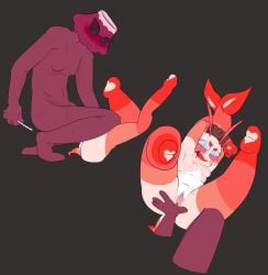 arms_tied blush brightney_(dandy's_world) chubby crying dandy's_world nosebleed rape shrimpo_(dandy's_world) shrimpopussy sounding spreading_pussy