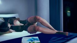 1girls 3d animated apartment asian asian_female big_ass big_breasts female female_masturbation glasses honey_select honey_select_2 japanese japanese_female light-skinned_female light_skin lying lying_on_side masturbation night short_hair skirt tagme