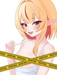 blonde_hair elf_ears elf_female elf_girl eternals_(idol_corp) female female_focus female_only front_view hag idol_es light_skinlight-skinned_female long_hair necromancer nude nude_female pointy_ears red_eyes red_hair ruby_runeheart small_breasts solo solo_focus two_tone_hairidol_corp vtuber vtuberfanart1girls witch youngelf