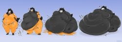 absurd_res anthro belly big_belly black_body black_fur bone canid canine female fur hi_res mal0 mammal obese overweight overweight_anthro overweight_female persipeach scp-1471-a scp_foundation skull skull_head solo transformation weight_gain