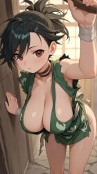 ai_generated big_breasts black_hair brown_eyes dororo_(character) dororo_(tezuka) koihi ponytail teenage_girl teenager tomboy