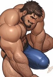 ai ai_generated beard big_bulge bulge bulge_through_clothing bulge_under_clothes civitai daddy dilf erect_penis erection erection_under_clothes facial_hair gay hairy hairy_chest hairy_male huge_bulge hunk jockstrap jockstrap_bulge jockstrap_only large_bulge large_muscles male male_focus male_only manly masculine muscles muscular muscular_male precum smirk solo_male