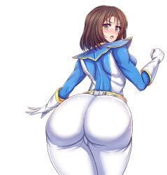 1girls 2girls ako_hayasaka ass back_view big_ass blue_ranger bob_cut bottomless choujin_sentai_jetman from_behind hayasaka_ako heavenly_ass looking_at_viewer pixiv short_hair spandex_suit super_sentai toei_company tokusatsu tomboy yellow_eyes