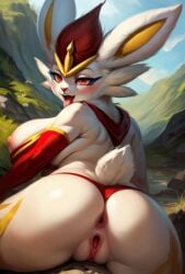 ai_generated anus ass ass big_breasts breasts cinderace female furry huge_breasts large_breasts naked pokemon pokemon_(species)