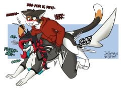 anthro begging blush bondage breasts breath briggite_shark calico_cat collar command cross-eyed doggy_style domestic_cat duo felid feline felis female fish from_behind_position hi_res hip_grab hunter_(hhdrawer) infamous leash leash_pull male male/female mammal marine panting petplay pumpkinnaughty roleplay rough_sex sex shark tongue tongue_out