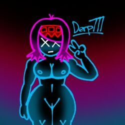 207_(lana_kawaii) black_background black_body cross_eyes derp777 lana_kawaii pink_hair please_tagme request requested tagme x_eyes