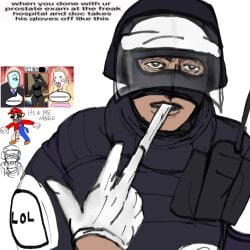 armor background_character balls big_balls big_penis curimomo dandy's_world doc_(rainbow_six) france glisten_(dandy's_world) gloves helmet helmet_with_visor human human_male ibispaintx jxci light-skinned_male light_skin meme meme_reference penis rainbow_six rodger_(dandy's_world) rotoscoping self_upload shitpost suggestive suggestive_look tagme taking_off_glove text what
