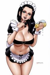 cleavage large_breasts maid microskirt nico_robin one_piece prixmal tagme tube_top