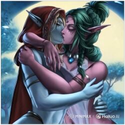 2females 2girls 2milfs 2women ai_generated lesbian_couple lesbian_domination lesbian_focus lesbian_kiss lesbian_sex lovers sylvanas_windrunner tyrande_whisperwind world_of_warcraft yuri yuri yuri