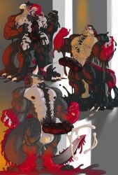 absorption anthro balls beard big_balls big_penis canine chest_hair chest_tuft claws cock comic cum dick dragon ear_piercing earrings fins furry fusion gay goo_creature hair happy_trail homosexual horn jockstrap knot male male/male male_only markings merging muscles muscular muscular_male nose_piercing penis piercing pubes pubic_hair reptile semen slime spots tail tail_tuft tentacle testicles tongue trencalos underwear vein veiny_penis white_body wolf