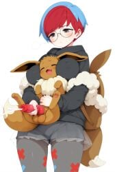 absurd_res ai_generated animal_genitalia animal_penis balls big_breasts breasts canine_genitalia canine_penis clothed clothing duo eevee ejaculation eyewear female feral generation_1_pokemon genitals glasses handjob hi_res holding_partner human knot male male/female mammal nintendo penile penis penny_(pokemon) pokemon pokemon_(species) sex simple_background white_background zoophilia