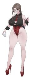 1girls beauty_mark big_ass bodysuit cigarette glasses huge_breasts light-skinned_female light_skin mature mature_female mature_woman mimyo mole_under_eye original original_character solo solo_female thick thick_thighs thighs