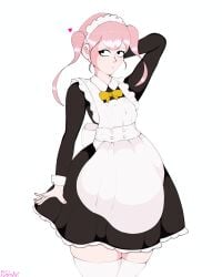 1boy 2025 crossdressing femboy hi_res komi-san_wa_komyushou_desu maid maid_uniform male polxnart_(artist) simple_background tadano_hitohito thick_thighs wide_hips