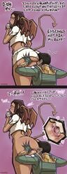 absurd_res anal ass atlus big_butt blush blush_lines bodily_fluids bottom_heavy bottomless bottomwear brown_hair brown_wings butt_grab closed_eyes clothed clothing dark_body dark_skin demon demon_humanoid demonica dialogue duo eyelashes face_in_ass female gloves hair hand_on_butt handwear heart_symbol hi_res huge_butt human humanoid humanoid_pointy_ears lilim_(megami_tensei) male male/female mammal megami_tensei membrane_(anatomy) membranous_wings oral pointy_ears protagonist_(shin_megami_tensei:_strange_journey) purple_background purple_eyes rimming sega sex shin_megami_tensei shin_megami_tensei:_strange_journey shorts simple_background spade_tail strange_journey succubus sweat sweatdrop taafee tail tailed_humanoid text thick_thighs topwear white_bottomwear white_clothing white_gloves white_handwear white_shorts white_topwear wide_hips winged_humanoid wings