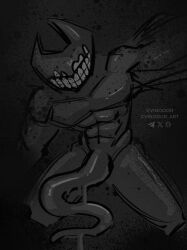 bendy_and_the_ink_machine cvinodor genitals ink_demon male male_only muscular muscular_male non-human non-human_only presenting presenting_penis sketch solo tentacle_penis