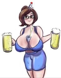 1girls breasts cleavage deep_cleavage huge_breasts hyper_breasts lucy_fuchs mei_(overwatch) overwatch tagme
