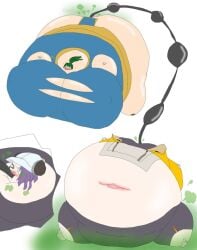 2d 2d_(artwork) arknights asbestos_(arknights) blush enjoying fart_inflation farting female_only fire_emblem fire_emblem:_the_blazing_blade full_body_inflation gassy green_eyes green_hair hose hose_in_butt hose_in_mouth hose_inflation hyper_breasts inflation lyn_(fire_emblem) omnidraconic purple_hair ripping_clothing ripping_shirt spherical_inflation useless_clothes useless_clothing
