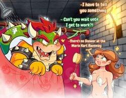 1girls 2025 2d 2d_(artwork) 2d_artwork blue_eyes bowser brush completely_naked completely_naked_female completely_nude completely_nude_female embarrassed eyelashes female funny long_hair looking_at_another manys_art mario_(series) mouth mouth_open nintendo nude nude_female princess_daisy red_eyes red_hair sharp_teeth shiny_breasts shiny_hair shiny_skin short_hair shower showering sparkles spiked_bracelet spiked_collar steam super_mario_bros. talking talking_to_another teeth teeth_showing teeth_visible text water watermark