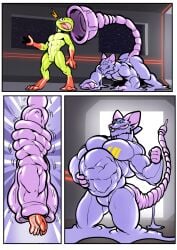 amphibian anthro belly engis_(trencalos) furry fusion gay goo_creature homosexual male male/male male_only merging muscles muscular muscular_male rat slime tail_absorption tail_mouth toad trencalos vore vore_belly