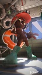 3d_(artwork) 4k 5_fingers 9:16 absurd_res aircraft animal_humanoid armor backpack bodily_fluids boots bra cephalopod cephalopod_humanoid clothed clothing dark_body dark_skin digital_media_(artwork) female fingers footwear genitals headgear helicopter helmet hi_res humanoid inkling inkling_girl legwear life_raft looking_at_viewer marine marine_humanoid markings mollusk mollusk_humanoid nintendo owo_sfm pointy_ears pseudo_hair pussy shoes smile solo source_filmmaker_(artwork) splatoon swimwear tentacle tentacle_hair underwear vehicle yellow_eyes