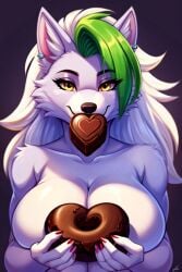 ai_generated chocolate donut eating female five_nights_at_freddy's:_security_breach furry roxanne_wolf_(fnaf) self_upload