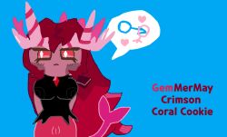 caramelpearl_(artist) cookie_run cookie_run_kingdom crimson_coral_cookie crimson_hair gem_mermaid horny_female long_hair long_red_hair mermaid mermaid_girl mermaid_tail mermay mermay2025 red_eyes red_hair tagme