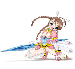 blue_eyes brown_hair highres my-otome nanjou_asuka nude see-through thighhighs tied_hair twintails