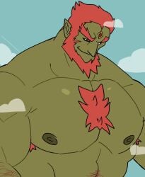 bara beard crawdunk64 facial_hair ganondorf gerudo macro male male_only muscles muscular nintendo nude solo solo_male the_legend_of_zelda