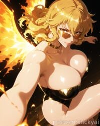 1girls ai_generated blonde_hair breasts gina_(solo_leveling) large_breasts solo solo_leveling voluptuous voluptuous_female yellow_eyes