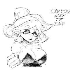 1girls bananawithas big_breasts cleavage inkling inkling_girl looking_at_viewer marie_(splatoon) nintendo pointy_ears splatoon splatoon_(series) tagme tentacle tentacle_hair
