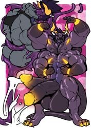 anthro balls beard big_balls big_penis cock cum demon dick diphallia diphallism fangs furry gay goo_creature hair homosexual horns hyper_balls hyper_penis kissing male male/male male_only mane markings muscles muscular muscular_male penis purple_body semen slime tail testicles trencalos vein veiny_penis
